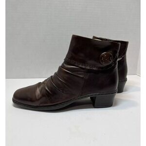 Rieker Womens 38/7 Kendra Slouchy Ankle Boots Brown Leather Heels Comfort Biker